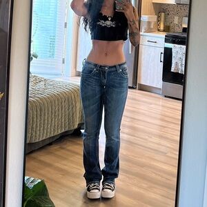 Miss Me Angel Wing Cross Studded Boot Cut Jeans - 26